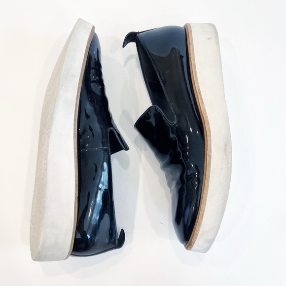 Vince Sanders Patent Leather Platform Slip On Sneakers Black Size 9 39 - Picture 7 of 11